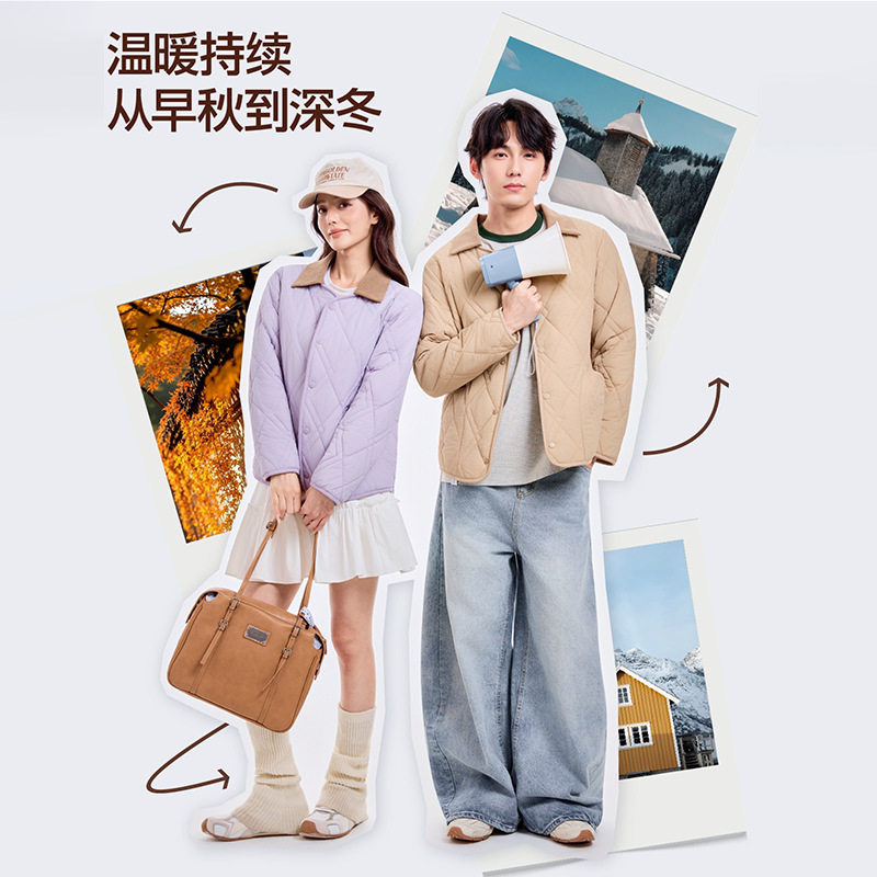 【可拆领子】羊毛保暖外套男女同款绵羊毛保暖衣秋季发热长袖棉服|undefined