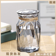 欧式简约水培玻璃花瓶透明水养绿萝富贵竹植物花盆客厅插花瓶摆件