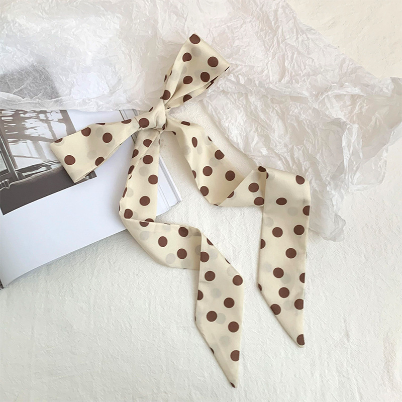 Bufanda de seda de lunares, banda larga, sensación de alta gama, nuevo estilo multiusos, todo-fósforo, bufanda pequeña, pañuelo para el cabello, cinturón de cinta para el cabello