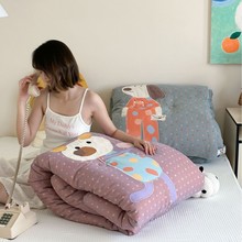 韩国全棉色织双层纱儿童春秋被幼儿园卡通全棉抗菌纤维冬被可机洗