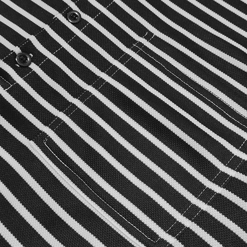 Vīriešu rudens un ziemas krekls ar garām piedurknēm un ikdienišķu horizontālu svītru krekls ar Henry rakstu_voghion.com