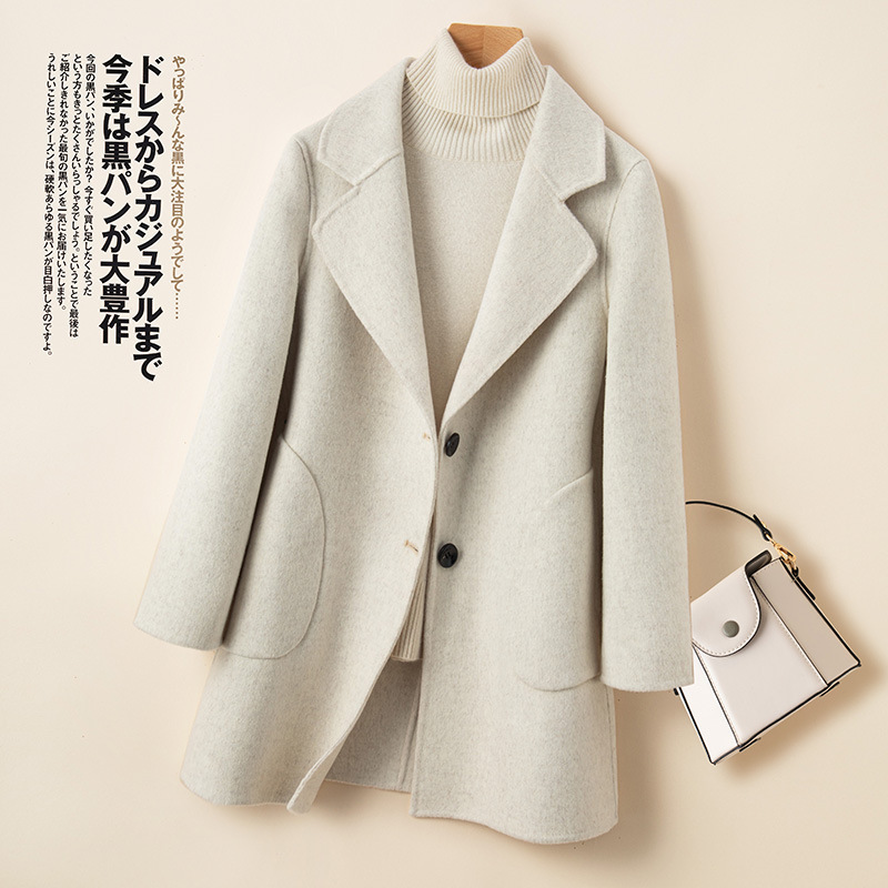 New autumn and winter double-sided wool coat Women's Mid-length pure wool high-end small Australian woolen coat slim fit