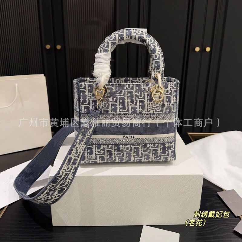 跨境2025新款经典刺绣戴妃手提单肩斜挎包包高品质轻奢女士手提包|undefined