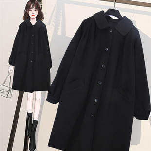 Japanese Style 2021 New Autumn and Winter Black Woolen Coat for Women, Hepburn Style Wool Coat, Mid-Length, Petite Size