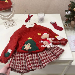 Lemon Girl New Year Thick Winter Outfit Korean Style Children's Knit Hat Top Baby Warm Up Top Trendy