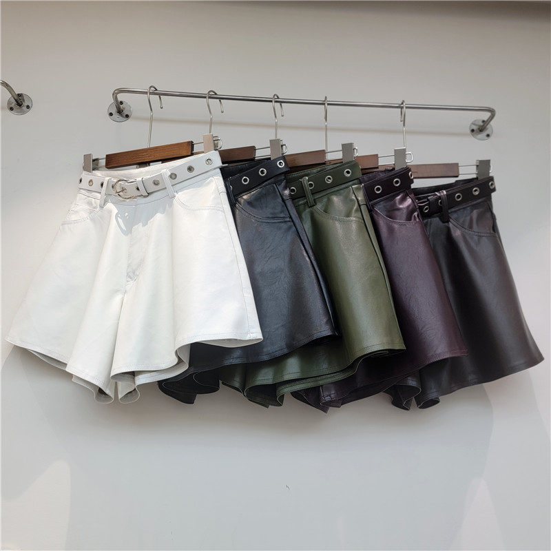 White High-Waisted Loose Pu Leather Pants Casual Pants for Women 2026 Autumn and Winter New Design Niche Slimming Wide-Leg Shorts White High-Waisted Loose Pu Leather Pants Casual Pants for Women 2026 Autumn and Winter New Design Niche Slimming Wide-Leg Shorts