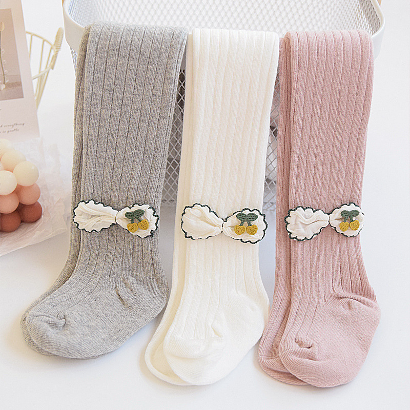 女童裤袜儿童打底裤春秋薄款婴儿连体袜子白色精棉袜裤宝宝连裤袜