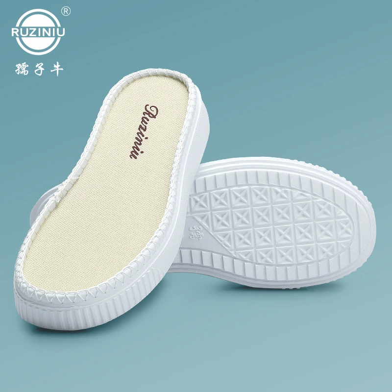 Новые летние ruziniu подошва Нескользящая EVA плоская подошва ручной тканые тапочки крутая Нижняя наклонная пятка