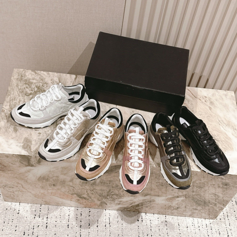 Foreign Trade Cc Chanel-Inspired New Thick-Soled Sneakers for Women 25A Panda Color-Blocking Versatile Casual Sneakers