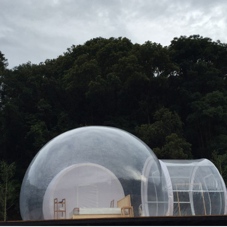 定制气模厂家野外露营帐篷旅馆水晶生活馆全景透明星空房充气泡泡