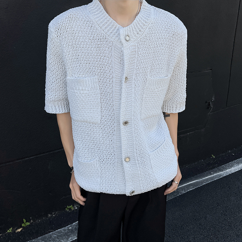Retro knitted summer thin shirt