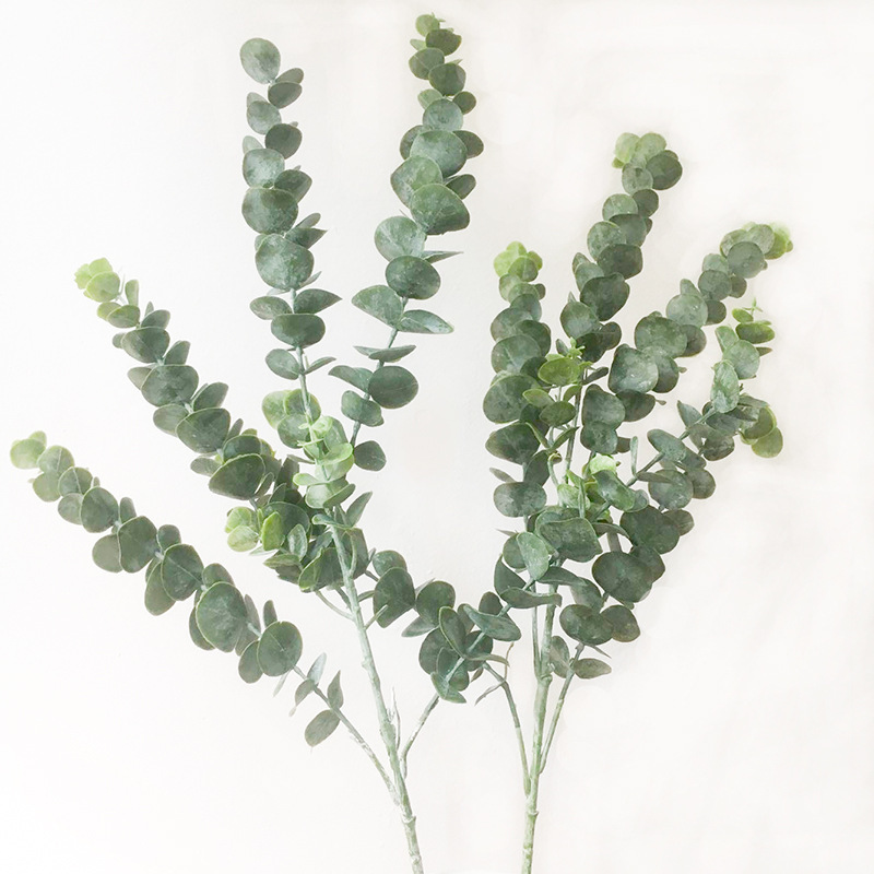 Manufacturer wholesale artificial plants 5-prong eucalyptus single money leaf indoor decoration floral arrangement ornamental plant cross-border