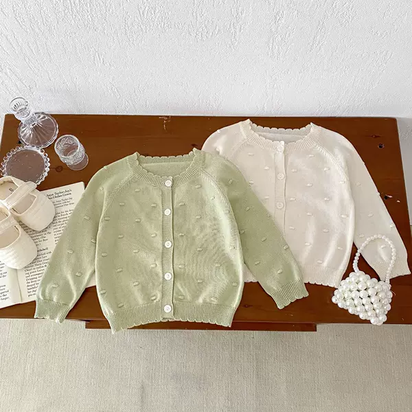 2024ins summer baby sweet breathable soft hand hook Bubble Ball cardigan sun protection shirt coat