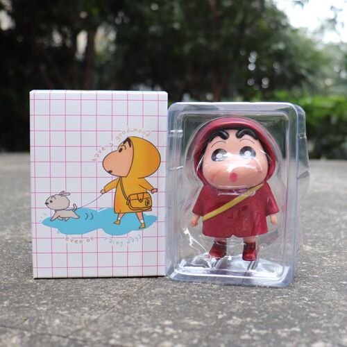 GK Nohara Shinichiro Q-version Crayon Shin-chan Raincoat Heart Cute Anime Car Model Desk Accessory Boxed Set