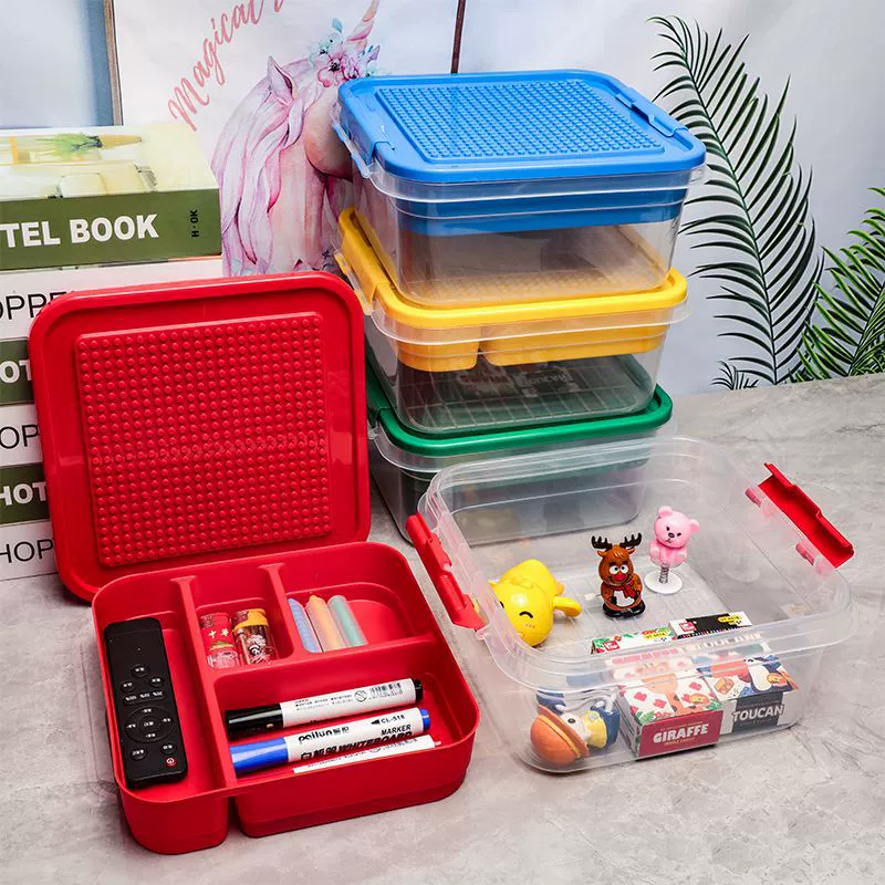 Square transparent plastic storage box, toy, constructor with accessories, wholesale