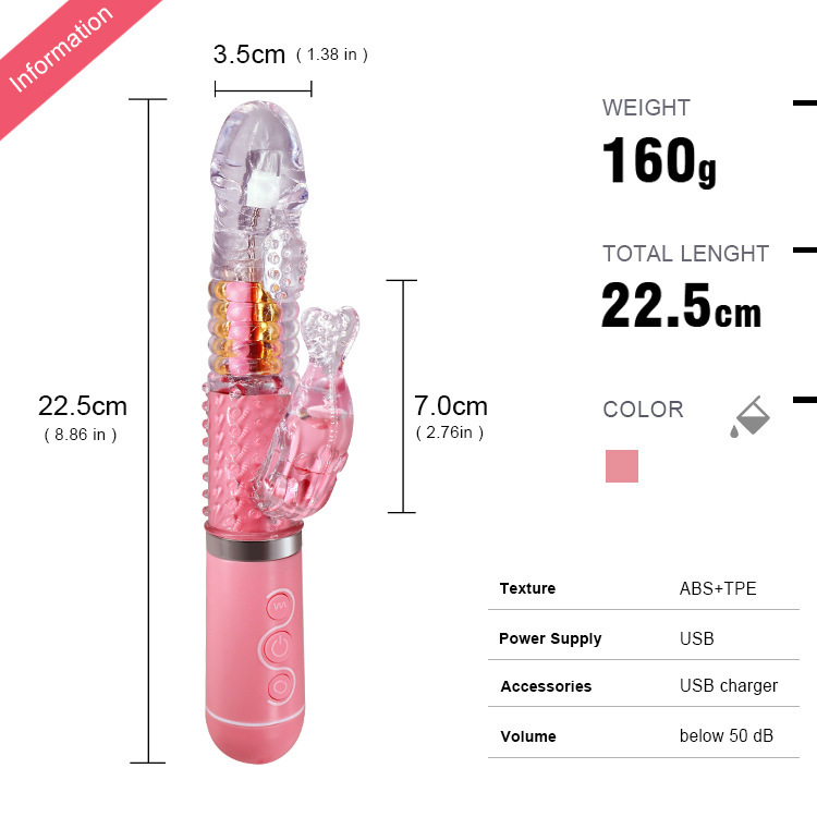 Telescopic Swinging Bead Vibrator, 10-Frequency Double Vibration, One-Button Control, Pink — detail image 19
