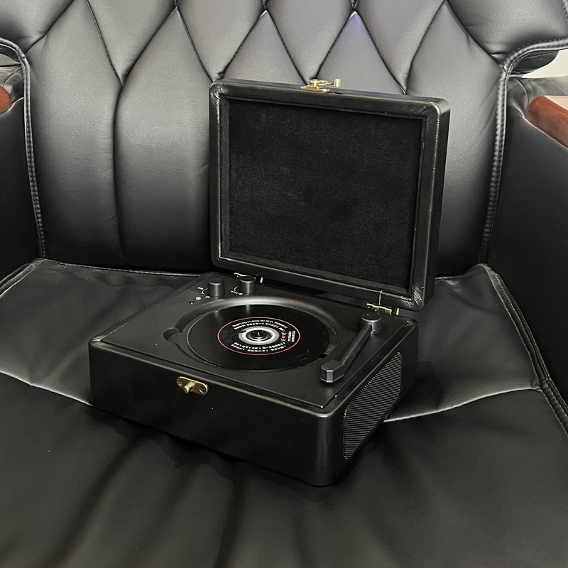 Baiyin ボックスレトロ CD プレーヤーレザー Bluetooth スピーカーオールインワンオーディオファン CD プレーヤーアルバムプレーヤーギフト|undefined