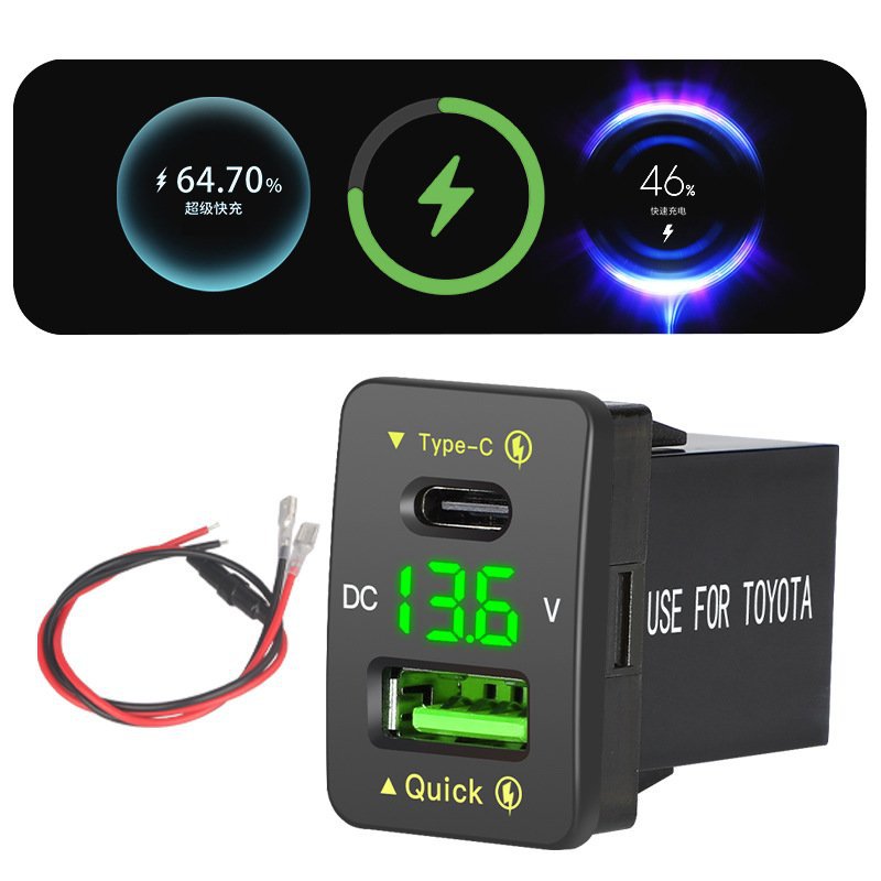New Car USB Charger 66W Super Fast Charging 12-24V Rv Truck Modified Type-C Interface Flash Charging