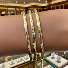 欧美时尚个性气质简约百搭镜面抛光锆石手镯日常女士配饰现货批发