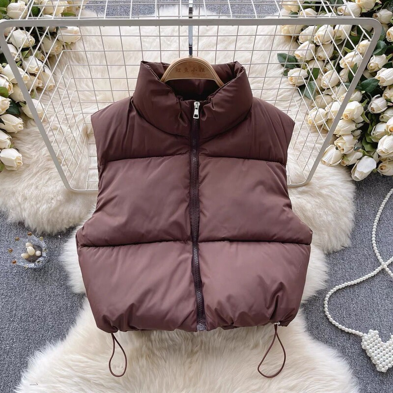 Foreign Trade down Cotton Vest for Women 2025 Autumn and Winter New Korean Style Loose Cotton Vest Fashion Vest Jacket Foreign Trade down Cotton Vest for Women 2025 Autumn and Winter New Korean Style Loose Cotton Vest Fashion Vest Jacket