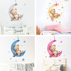 Cross-border cartoon moon star bear wall sticker ins style baby room wall home decoration self-adhesive sticker