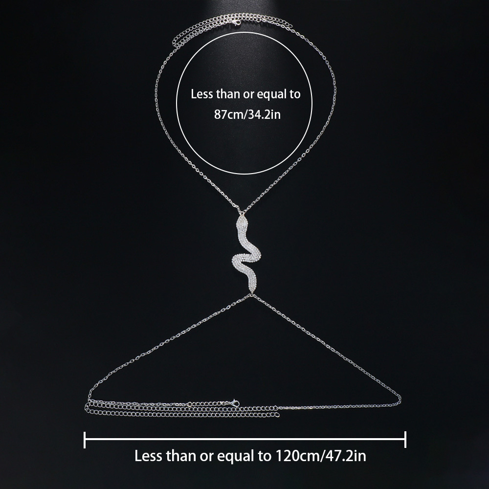 Cadena de pecho de diamantes de imitación en forma de serpiente de moda sexy para mujer Cadena de pecho de cuerpo de Bikini Cadena de pecho transfronteriza europea y americana