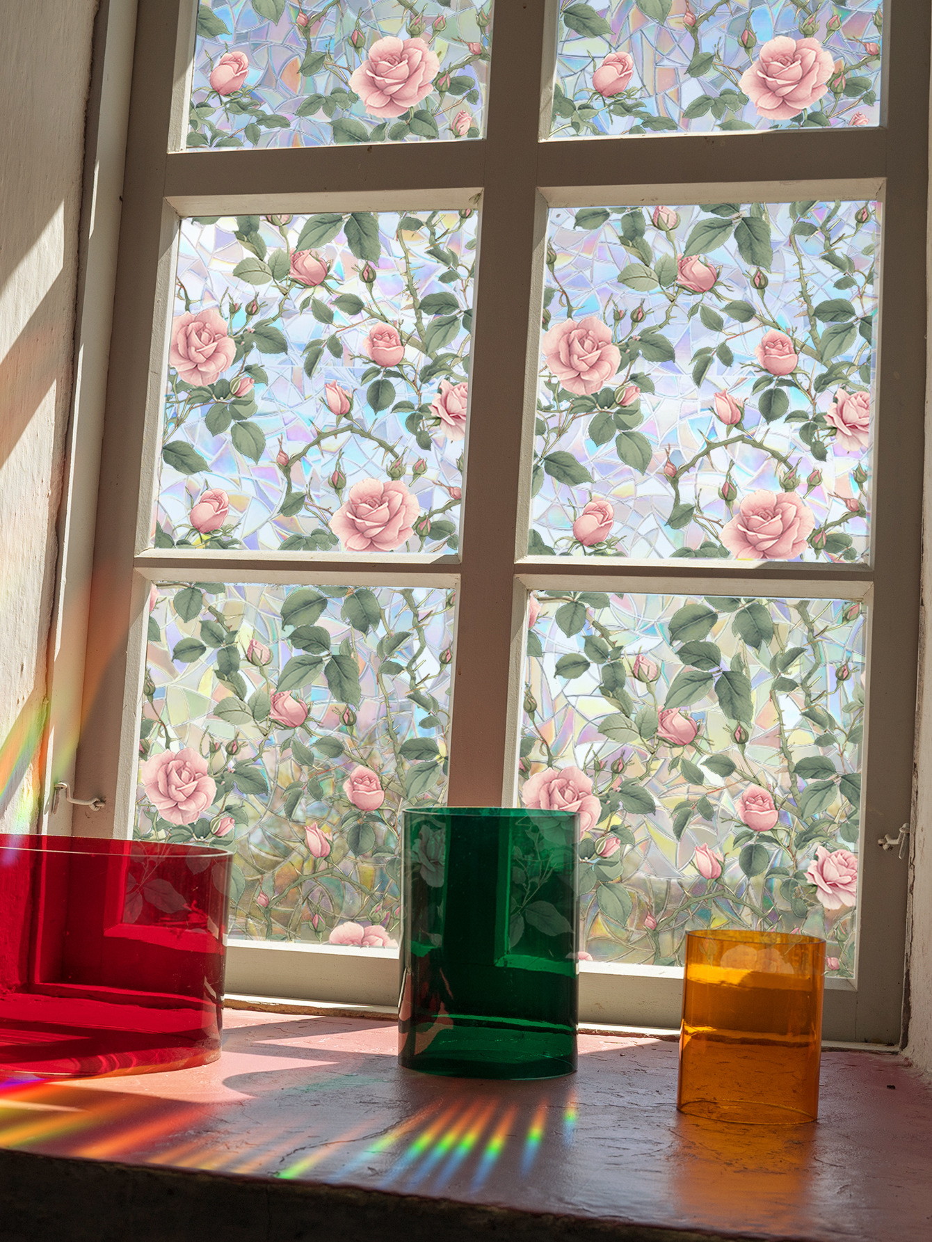 140g Weight Glass paster Home Textiles & Decor Type PVC Material Leaf Pattern Casual, Pastoral Style Casual Pastoral Leaf PVC Glass Paster Wall Art 169