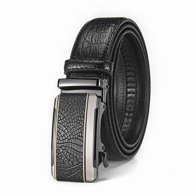 Crocodile Pattern Automatic Buckle Belt For Men Trendy Waistband_voghion.com
