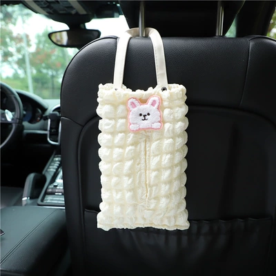 Puff Pattern, Hanging Car Tissue | Car tissue box/set - mibubble-fuge-hanging-tissue-box-lying-rabbit