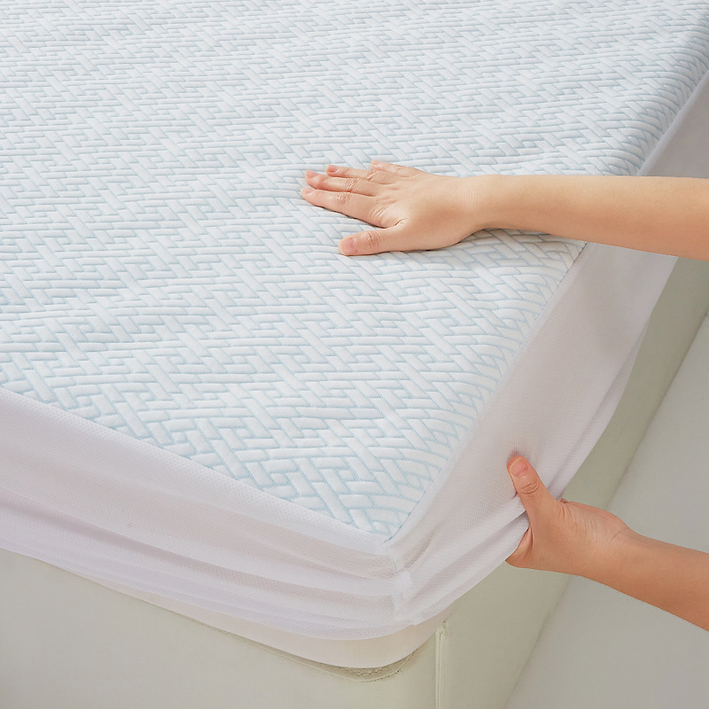 Foreign Trade Cross-Border Bamboo Fiber Air Layer Jacquard Waterproof Bed Sheet Breathable Urine Barrier Sanitary Mattress Protector Single Bed Cover