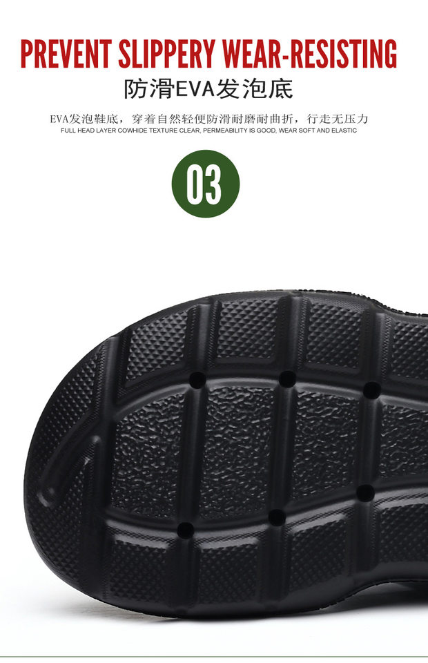 Dép sandal nam da bò lớp đầu hở ngón đế xốp gót 2,5 cm — Màu nâu, màu đen chi tiết 13