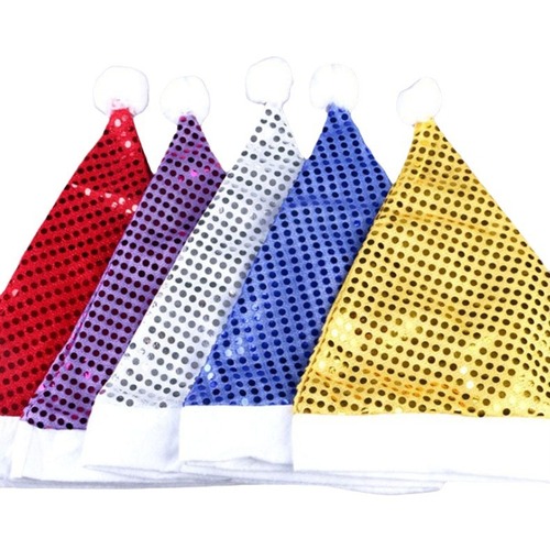 Christmas hat sequins for children and adults, gold snowflake Santa hat, party hat, atmosphere decoration, dress up gift