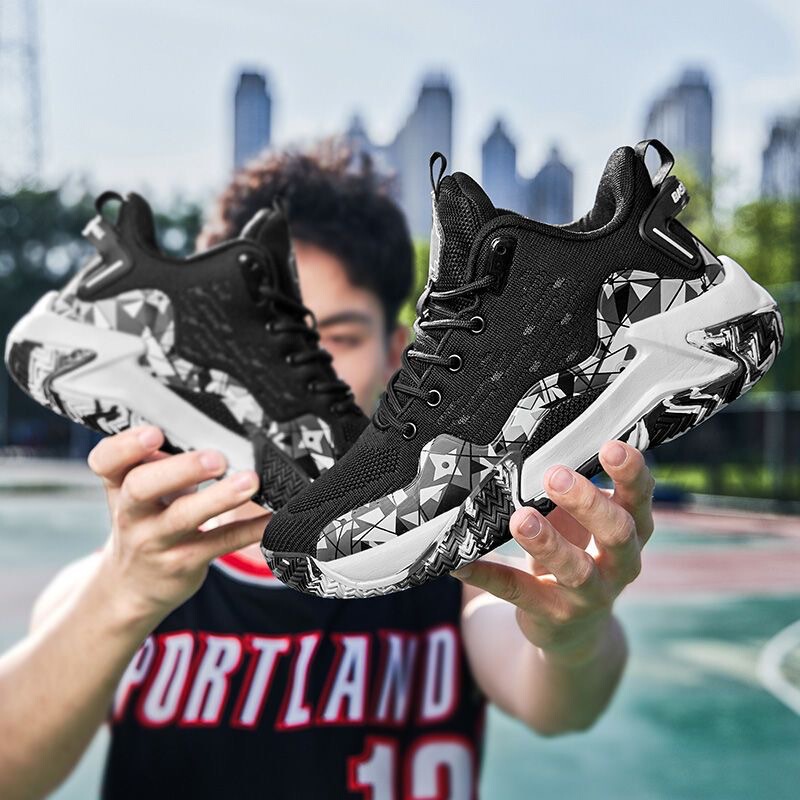 Cross-border basketball shoes men's 2025 new flying mesh breathable sneaker outdoor leisure running shoes manufacturers wholesale