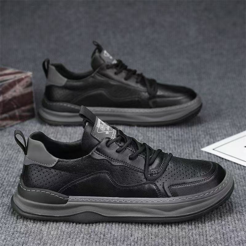 2025 nuevos zapatos blancos, suela suave, pies no cansados, huecos, transpirables, suela suave, zapatos de moda coreanos, zapatos planos, sensación de alta gama para hombres