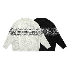 DK童装冬款复古法式织花加厚毛衣儿童女男童保暖休闲羊毛针织衫潮