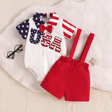 Ӥͯ�ļ���װUSA��ĸӡ�����������º�ɫ������2���׶�����ͯװ