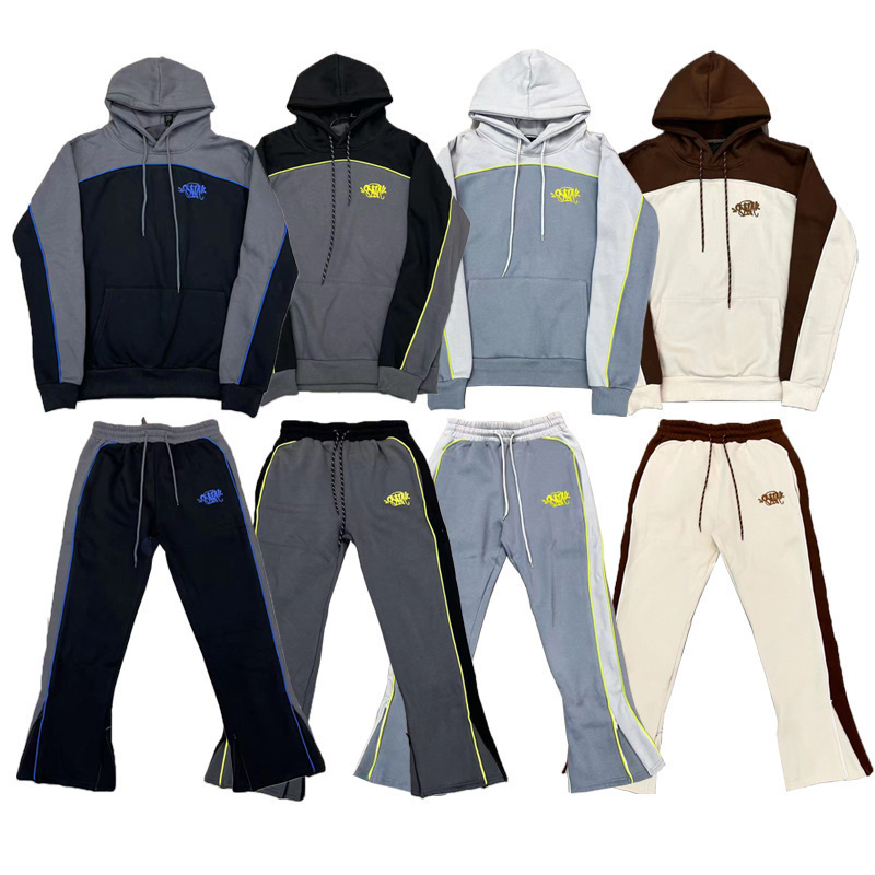 Cross-border European and American fashion brand S & Y letter embroidery fleece-lined hooded sweater men's and women's high street pants shorts casual suit