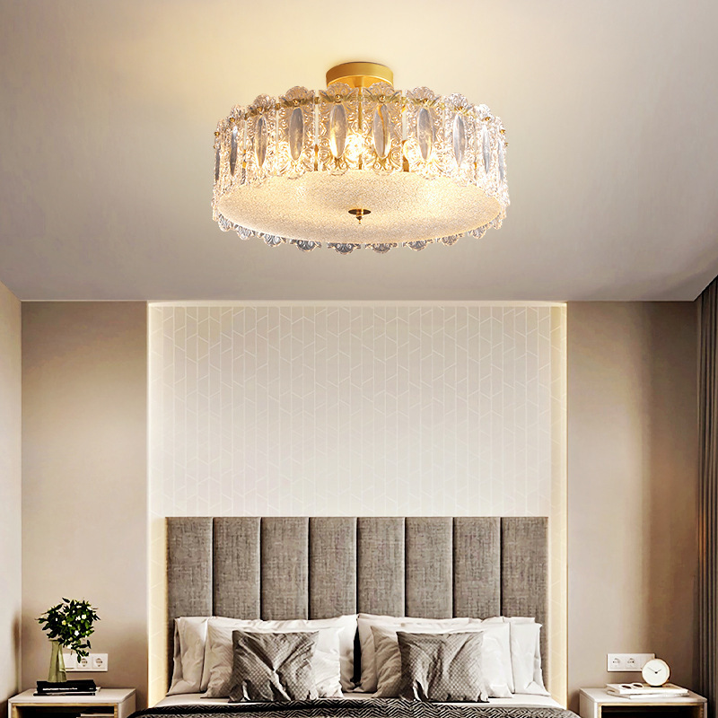 French Ceiling Light Affordable Luxury Master Bedroom Lamp Post-modern Simple Italian Palace Middle Ancient Glass Study Round Lamps
