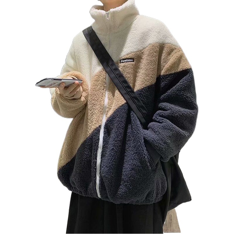 Primavera y otoño chaqueta de lana de cordero hombres de moda estilo coreano suelta estudiante ropa de trabajo Chaqueta de punto de los hombres de moda pareja ropa superior