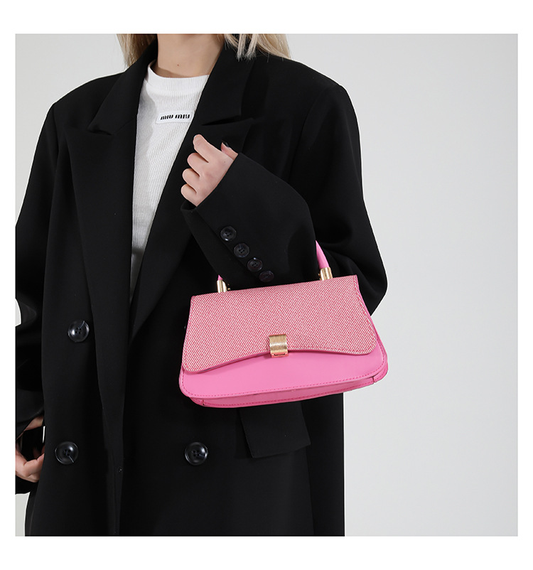 493g Weight Lock clasp Closure Type Single Shoulder Strap, Top Handle Strap Type Crossbody Bag Bags Type Daily Occasion Pu Leather Material Color Block, Solid Color Pattern All Seasons Season Women's Gender Streetwear Style Square Shape Small Size Women's Small Pu Leather Color Block Solid Color Streetwear Square Lock Clasp Crossbody Bag 2