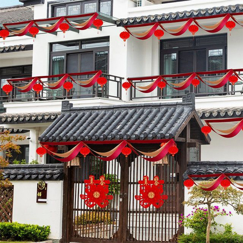 Suministros de boda al por mayor boda onda bandera linterna decoración al aire libre rural patio puerta onda guirnalda