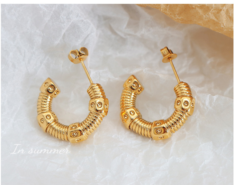 Sugar Cube Earrings Titanium Steel Versatile Niche Earrings_voghion.com