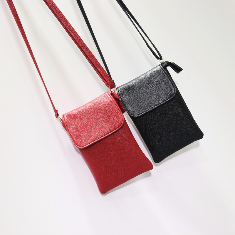 2021 nuevo cuero suave 3-capa cremallera teléfono móvil bolsa de las mujeres crossbody mini cambio Apple BOLSA DE TELÉFONO MÓVIL DE GRAN pantalla