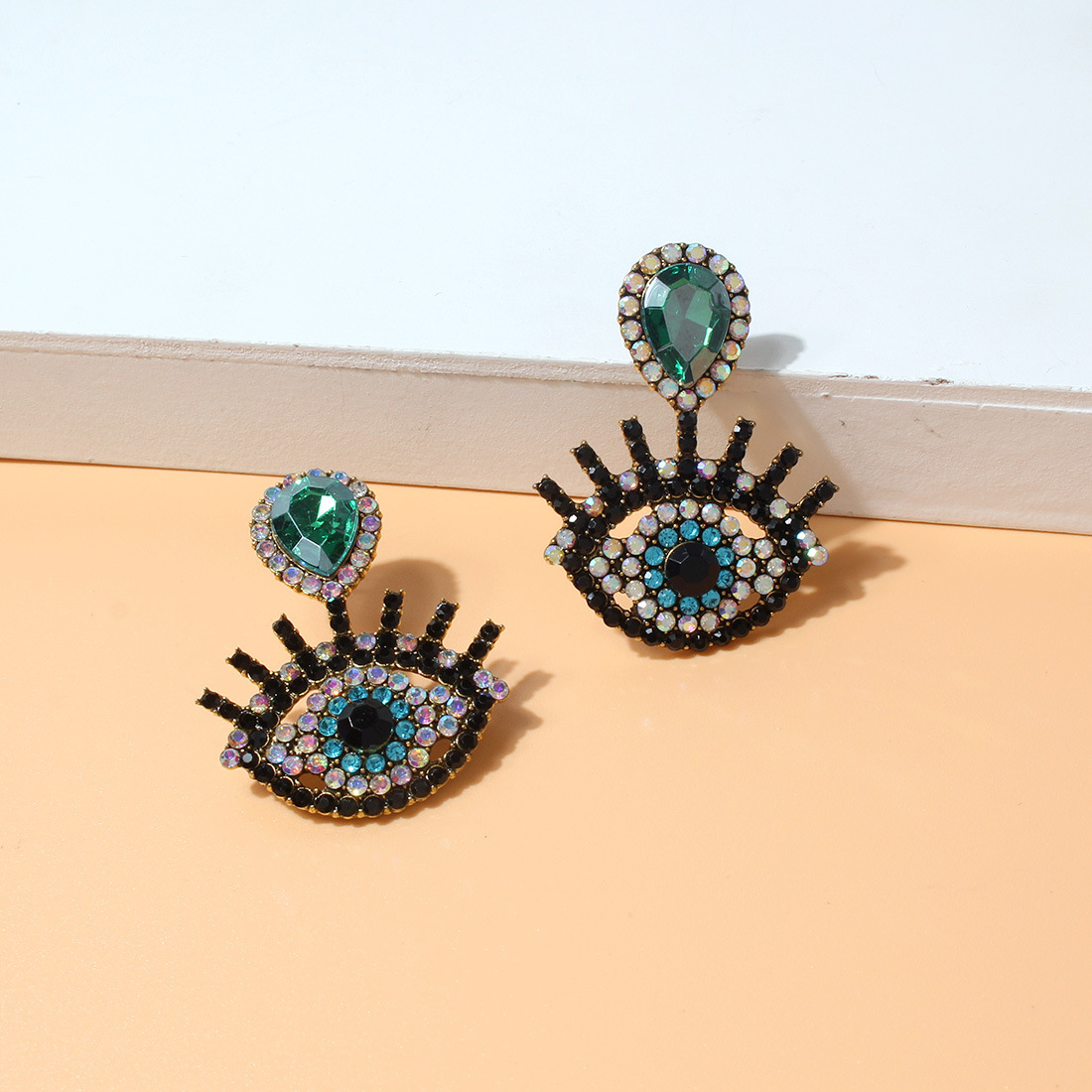 Devil'S Eye Pattern Fashion Devil's Eye Alloy Inlay Rhinestones Women's Drop Earrings 1 Pair