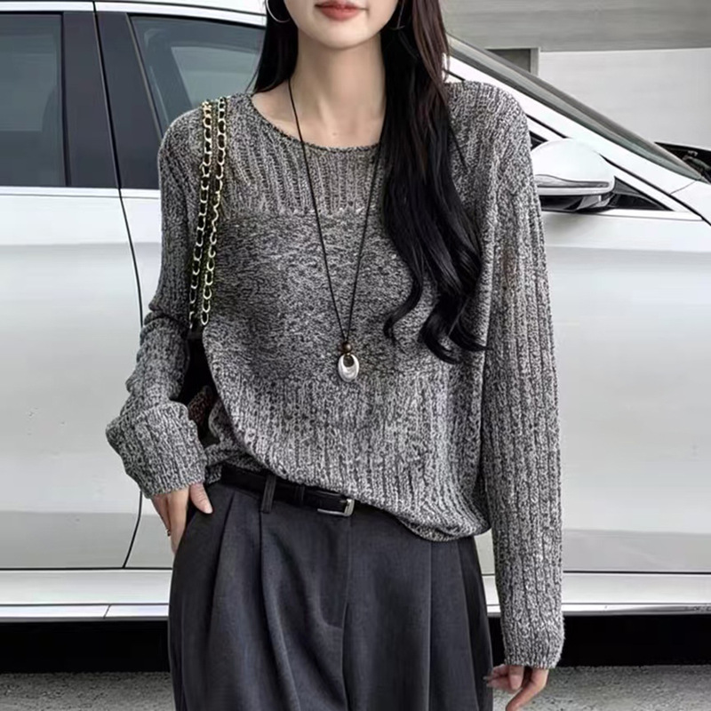 Casual Hollow-out Sequin Long-sleeve Knit Sweater for Women, New Autumn/Winter Korean Style Round Neck Slimming Fashionable Thin Top Women's Clothing Casual Hollow-out Sequin Long-sleeve Knit Sweater for Women, New Autumn/Winter Korean Style Round Neck Slimming Fashionable Thin Top Women's Clothing