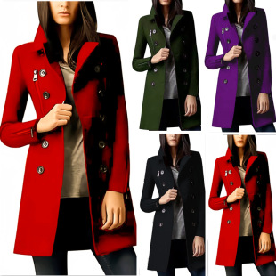 Autumn and Winter New Japanese and Korean Explosive Single Long Woolen Women's Coat Amazon Cuff Zipper Jacket Double-breasted Multi-pocket