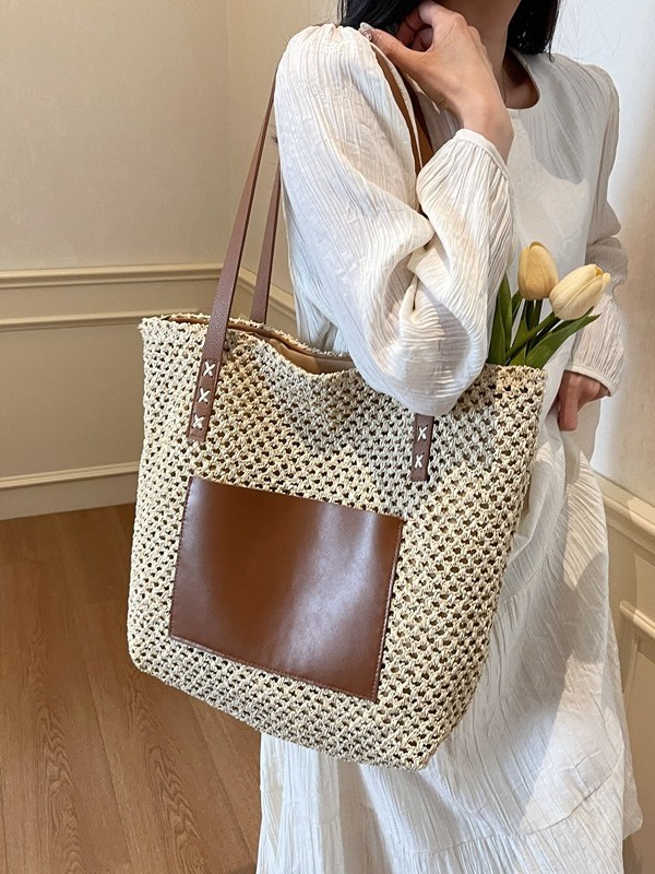 Bolsa de verano tejida para mujeres 2026 nueva moda de gran capacidad bolsa de playa de vacaciones multifuncional bolsa de hombro de alta calidad