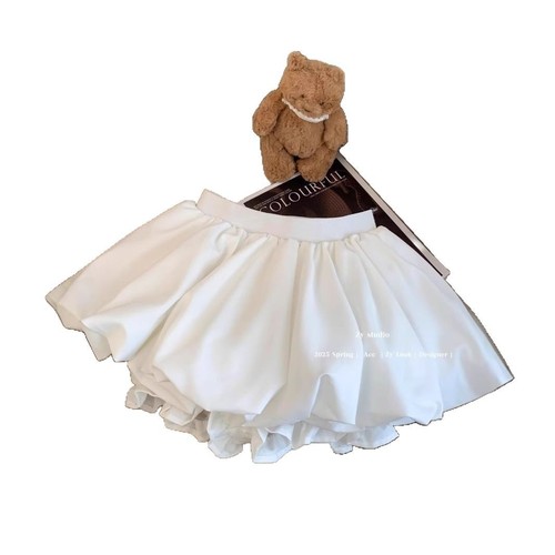 Summer 2025 A-line Puff Skirt Short Dress Elegant High-waisted Loose Bouquet Skirt Women's Versatile Semi-skirt
