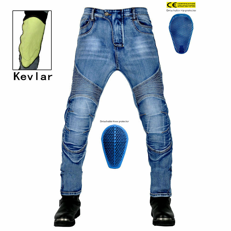 VOLERO motocicleta jeans hombres Kevlar resistente al desgarro motocicleta montar pantalones resistentes a la caída equipo de protección de silicona