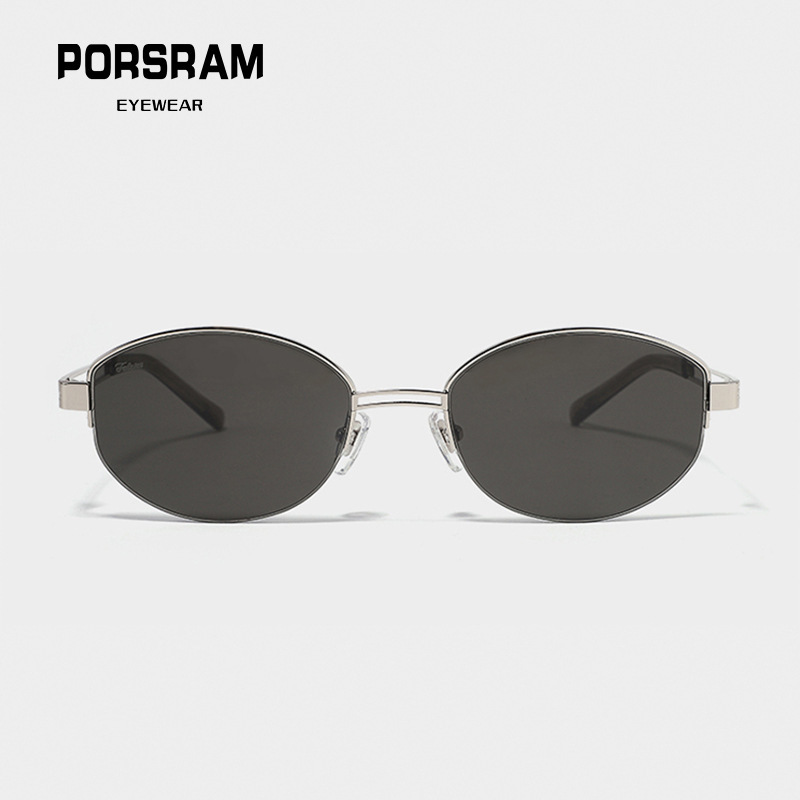 Shenzhen Quality Fake Same Style Old Money Style Sunglasses Advanced Sense Oval Half Frame backbone Sunglasses